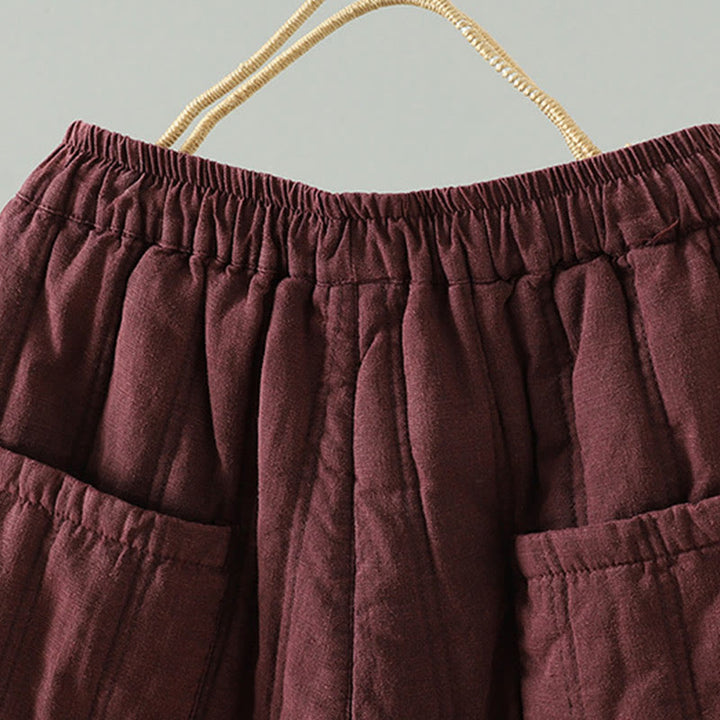 Pantalon Buddha Stones pour femme en coton à taille élastique et poches, modèle simple à cordon de serrage, avec cordon de serrage. - image 9