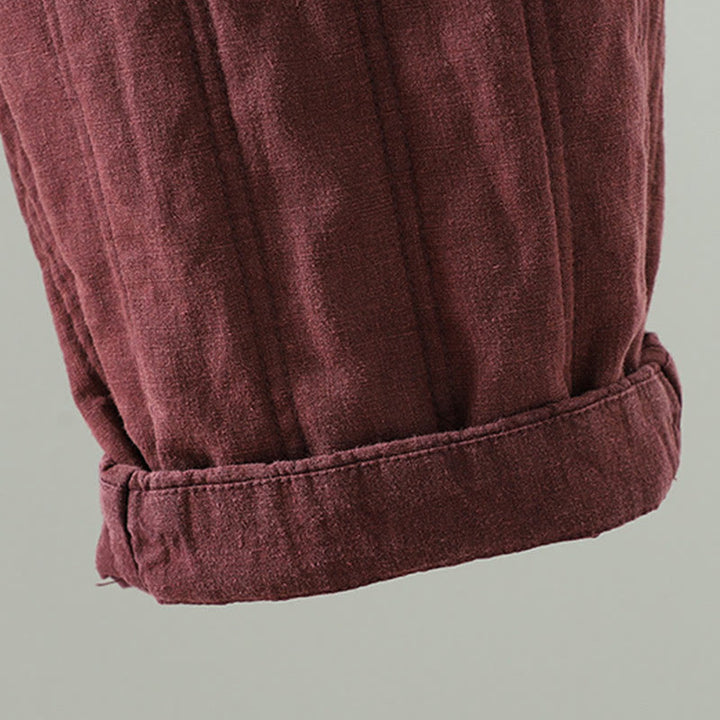 Pantalon Buddha Stones pour femme en coton à taille élastique et poches, modèle simple à cordon de serrage, avec cordon de serrage. - image 15