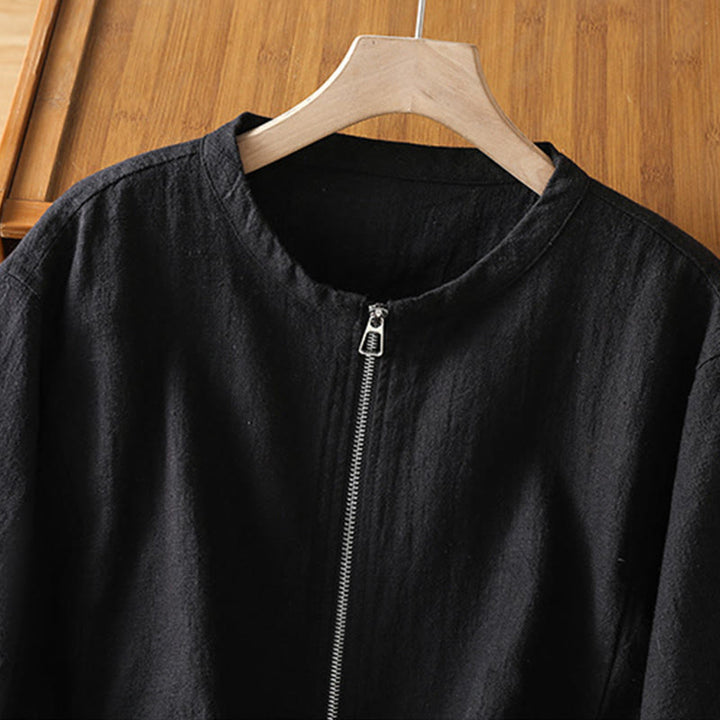 Veste à manches longues double épaisseur en coton avec fermeture éclair et poches pour femme Buddha Stones - image 3