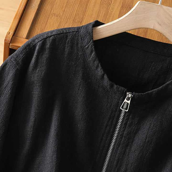 Veste à manches longues double épaisseur en coton avec fermeture éclair et poches pour femme Buddha Stones - image 5