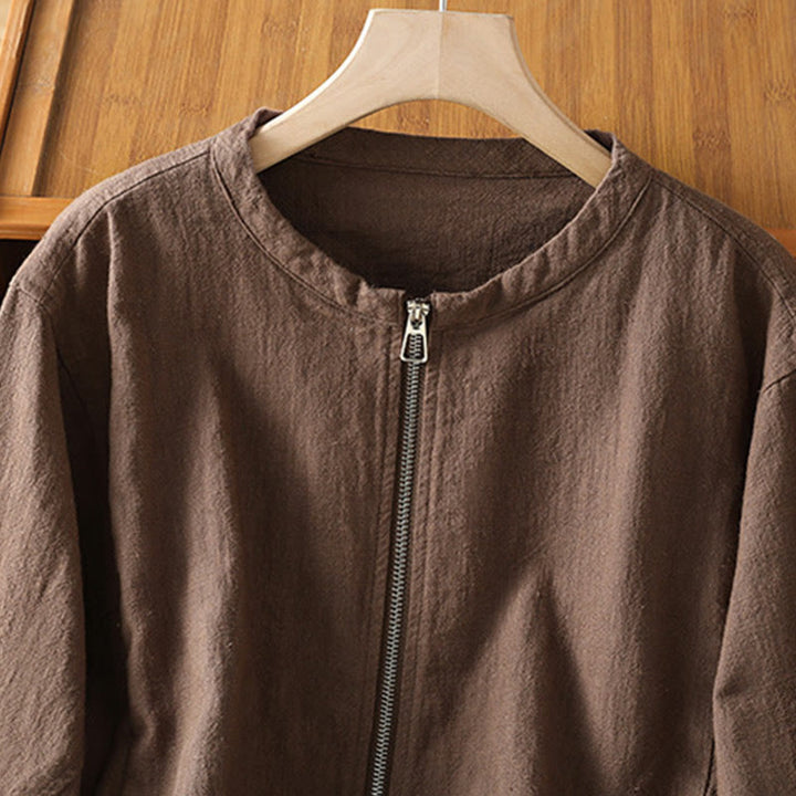 Veste à manches longues double épaisseur en coton avec fermeture éclair et poches pour femme Buddha Stones - image 23