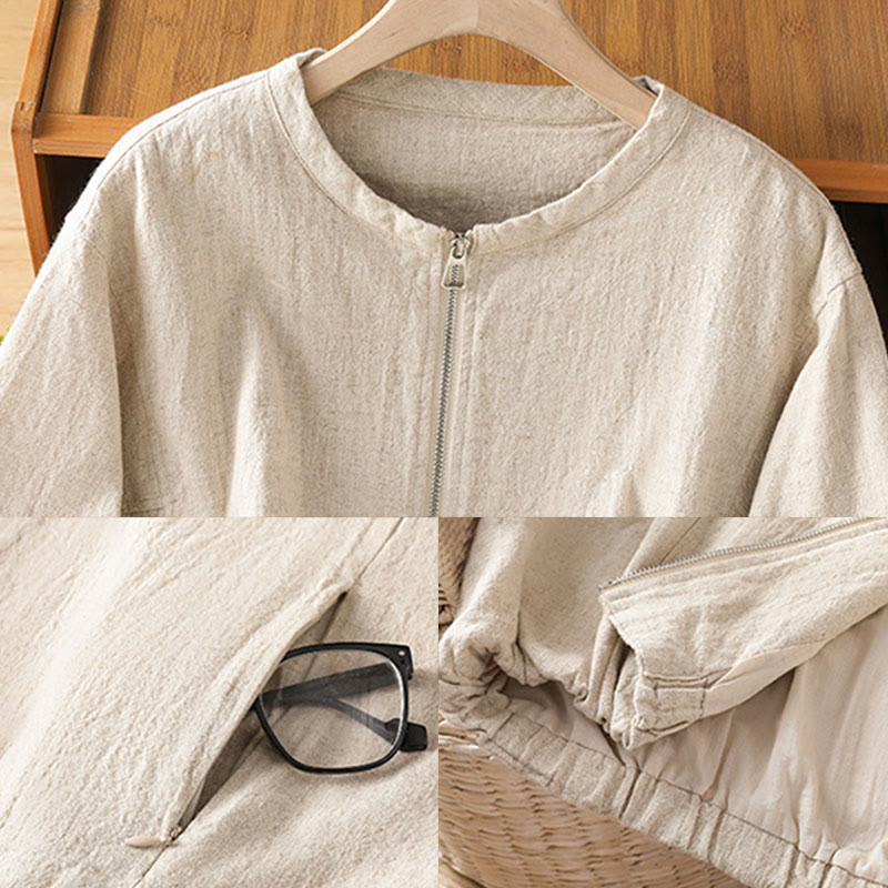 Veste à manches longues double épaisseur en coton avec fermeture éclair et poches pour femme Buddha Stones - image 20