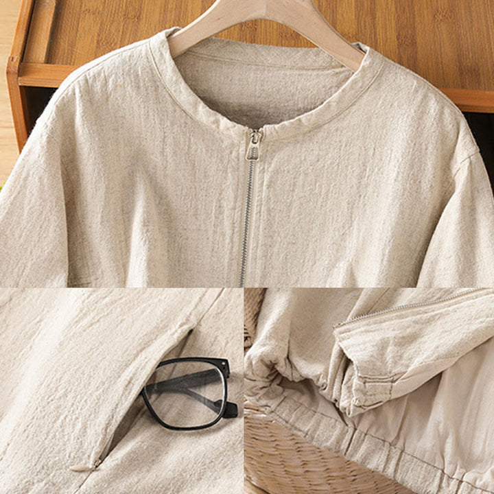 Veste à manches longues double épaisseur en coton avec fermeture éclair et poches pour femme Buddha Stones - image 20