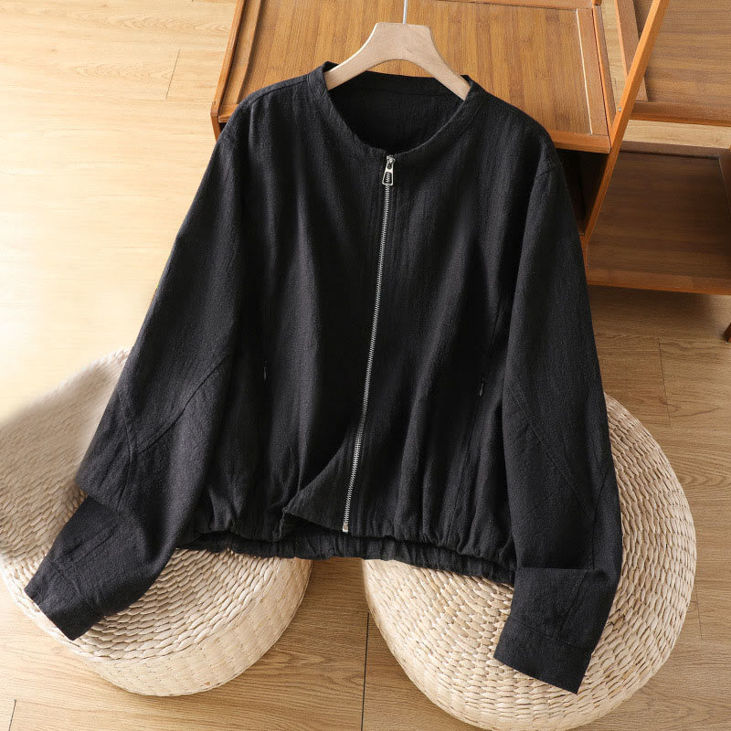 Veste à manches longues double épaisseur en coton avec fermeture éclair et poches pour femme Buddha Stones - Noir - US8-10，UK/AU12-14，EU40-42 (2XL) - image 1