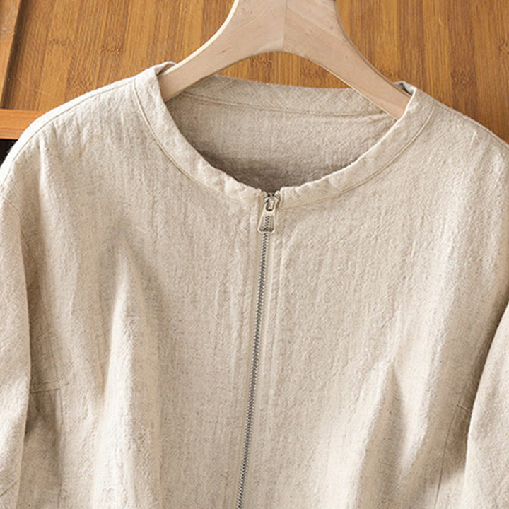 Veste à manches longues double épaisseur en coton avec fermeture éclair et poches pour femme Buddha Stones - image 11