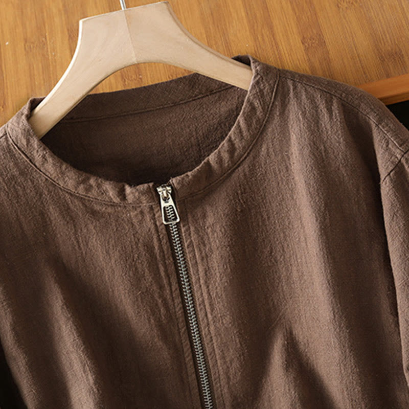 Veste à manches longues double épaisseur en coton avec fermeture éclair et poches pour femme Buddha Stones - image 24