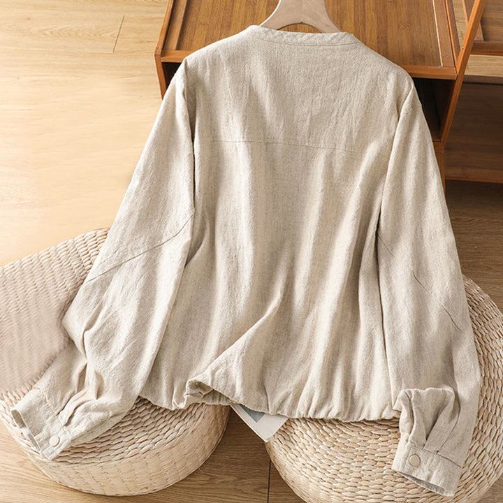 Veste à manches longues double épaisseur en coton avec fermeture éclair et poches pour femme Buddha Stones - image 10