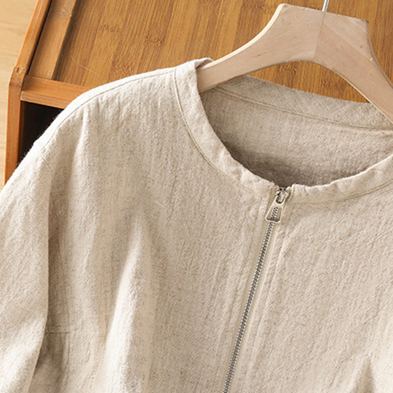 Veste à manches longues double épaisseur en coton avec fermeture éclair et poches pour femme Buddha Stones - image 13