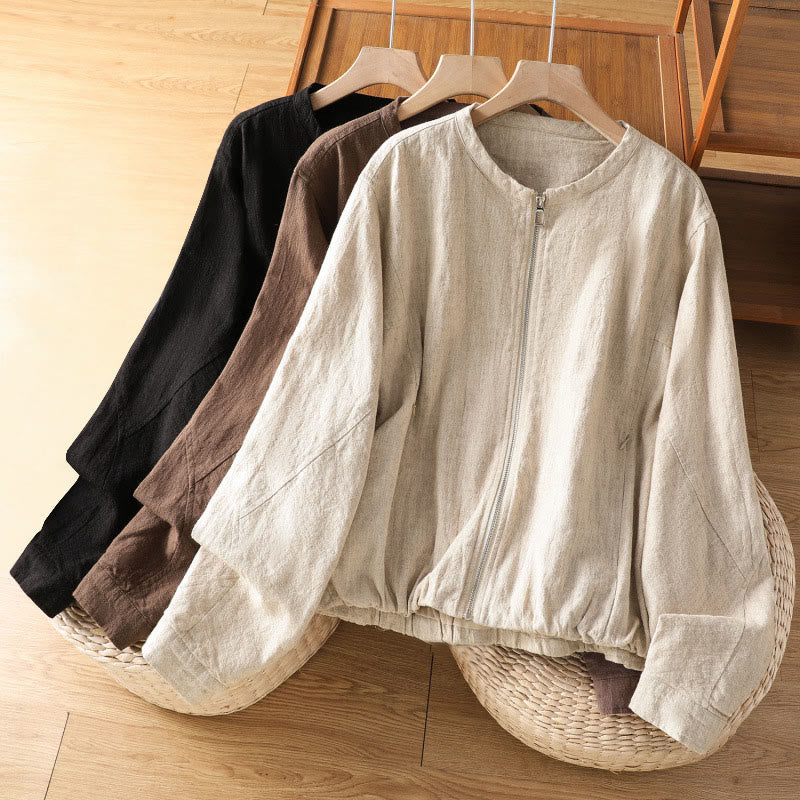 Veste à manches longues double épaisseur en coton avec fermeture éclair et poches pour femme Buddha Stones - image 0
