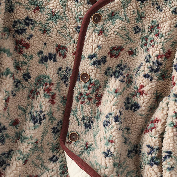 Veste thermique à manches longues pour femme, en coton à motif floral, avec boutons et poches, de la Buddha Stones. - image 6