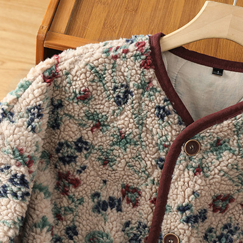 Veste thermique à manches longues pour femme, en coton à motif floral, avec boutons et poches, de la Buddha Stones. - image 5