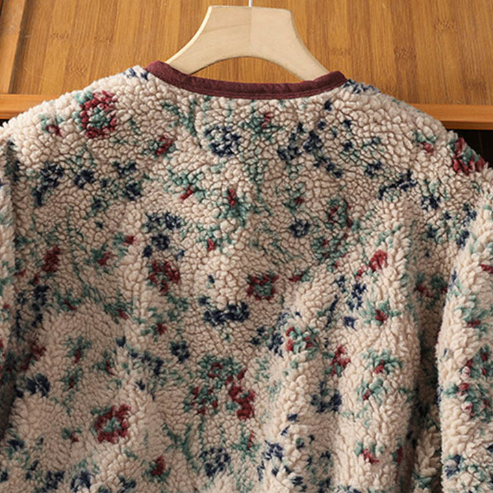 Veste thermique à manches longues pour femme, en coton à motif floral, avec boutons et poches, de la Buddha Stones. - image 4