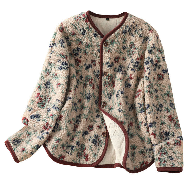 Veste thermique à manches longues pour femme, en coton à motif floral, avec boutons et poches, de la Buddha Stones. - image 14