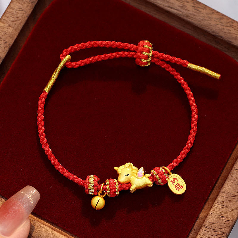 Bracelet en argent sterling 925 Buddha Stones , année du Cheval, porte-bonheur, fil rouge, force. - Style A (Tour de poignet : 16-20 cm) - image 0