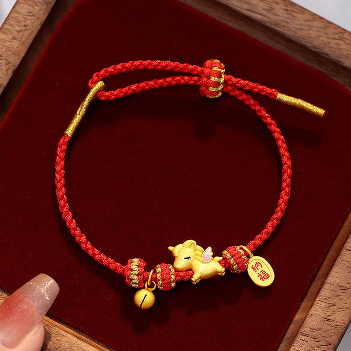 Bracelet en argent sterling 925 Buddha Stones , année du Cheval, porte-bonheur, fil rouge, force. - Style A (Tour de poignet : 16-20 cm) - image 0