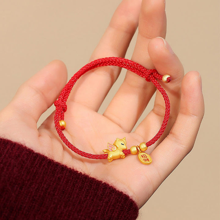 Bracelet en argent sterling 925 Buddha Stones , année du Cheval, porte-bonheur, fil rouge, force. - Style B (Tour de poignet : 16-20 cm) - image 7