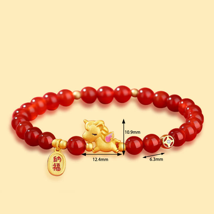 Bracelet en argent sterling 925 et agate rouge Buddha Stones , année du Cheval, porte-bonheur et symbole de confiance. - image 3