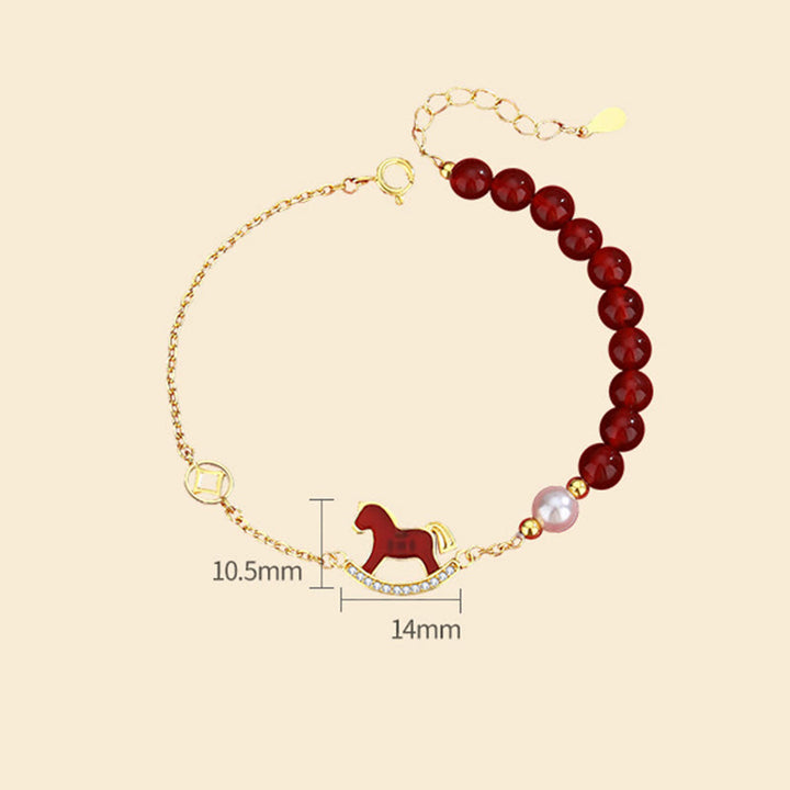 Bracelet en argent sterling 925 Buddha Stones, cordon rouge et agate rouge, symbole de l'année du Cheval - image 9