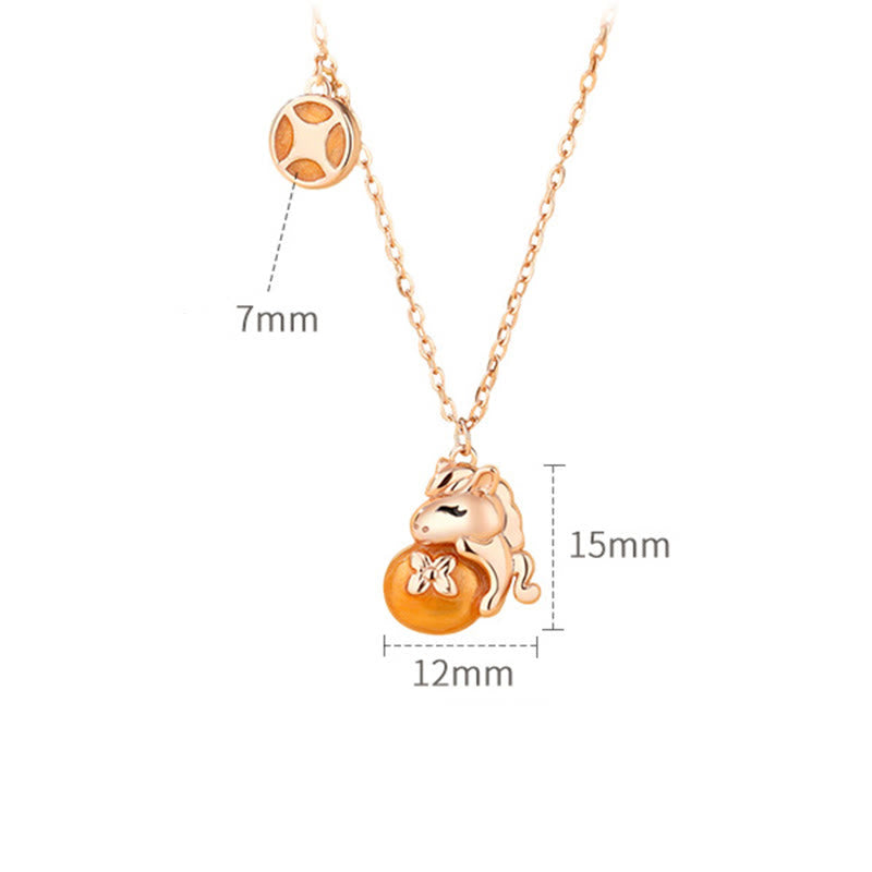 Collier pendentif en argent sterling 925 Buddha Stones , motif pièces de monnaie de l'année du Cheval, symbole de bénédiction - image 3