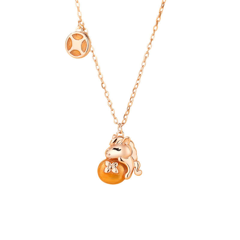 Collier pendentif en argent sterling 925 Buddha Stones , motif pièces de monnaie de l'année du Cheval, symbole de bénédiction - image 2