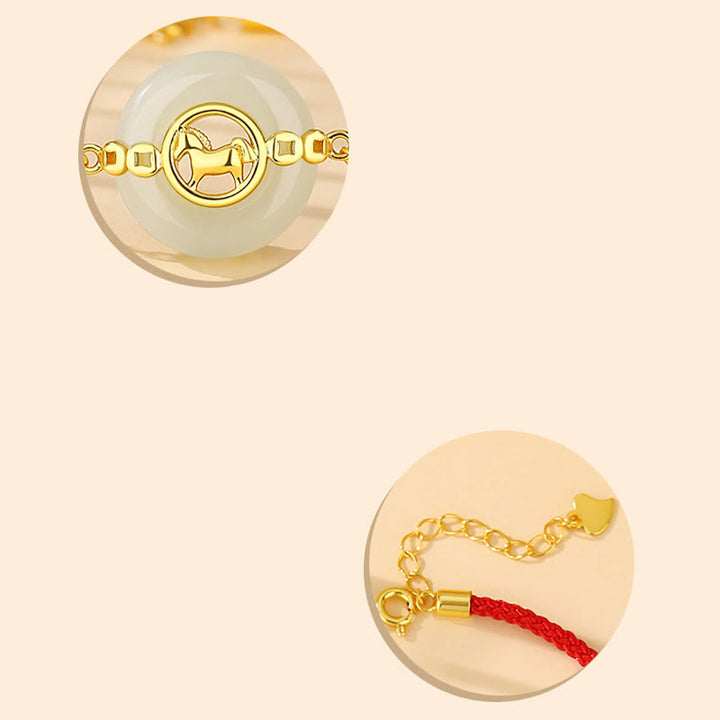 Collier pendentif porte-bonheur en argent sterling 925 et jade Hetian, orné d'une boucle de paix et symbolisant l'année du Cheval, représentant les Buddha Stones. - image 13