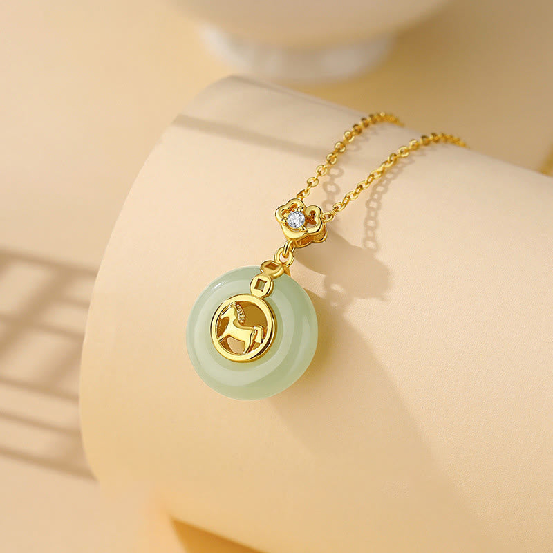 Bracelet en argent sterling 925 avec boucle de paix en jade Hetian et Buddha Stones , année du Cheval, cordon rouge - image 11