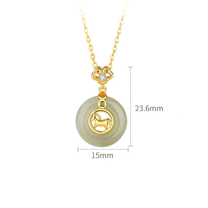 Collier pendentif porte-bonheur en argent sterling 925 et jade Hetian, orné d'une boucle de paix et symbolisant l'année du Cheval, représentant les Buddha Stones. - image 6