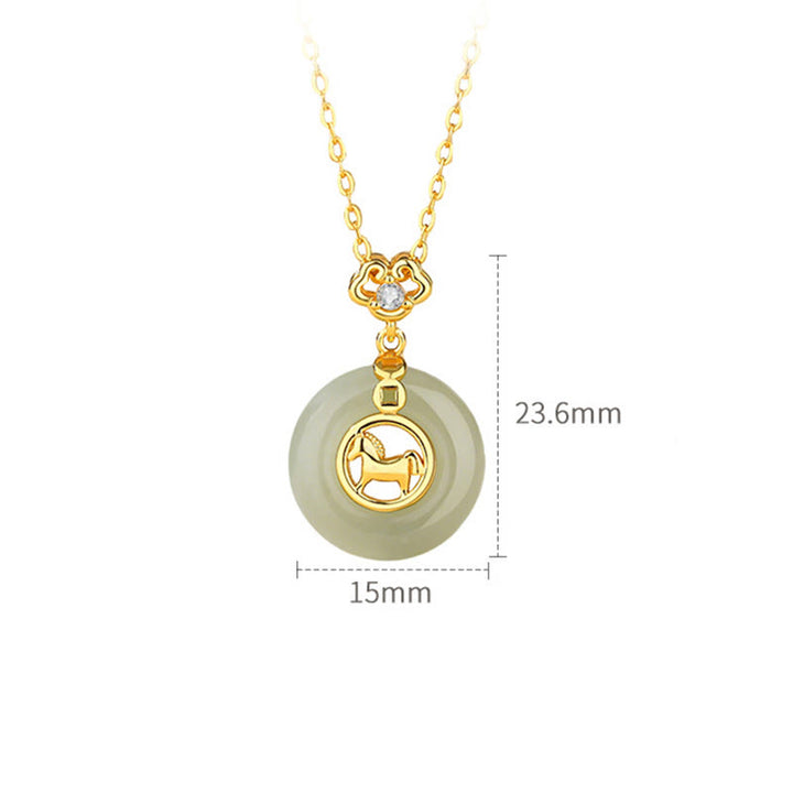 Collier pendentif porte-bonheur en argent sterling 925 et jade Hetian, orné d'une boucle de paix et symbolisant l'année du Cheval, représentant les Buddha Stones. - image 6