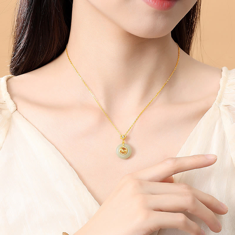 Bracelet en argent sterling 925 avec boucle de paix en jade Hetian et Buddha Stones , année du Cheval, cordon rouge - image 14