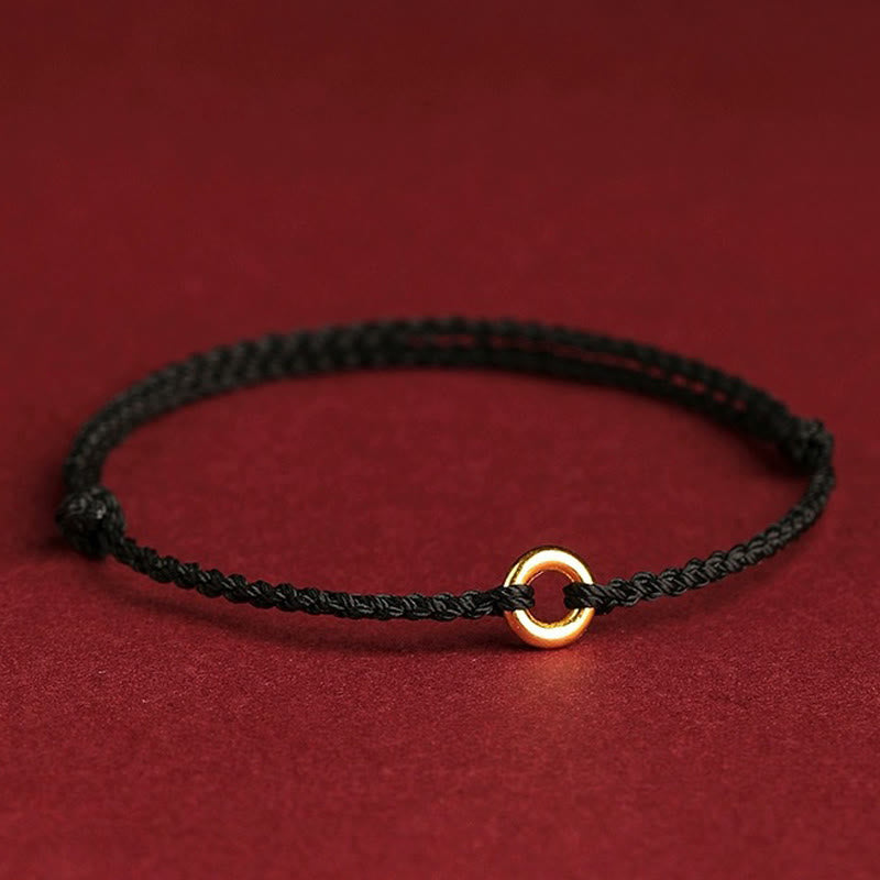 Bracelet de cheville ajustable en cordon tressé avec boucle de paix et Buddha Stones - Cheville noire - image 9
