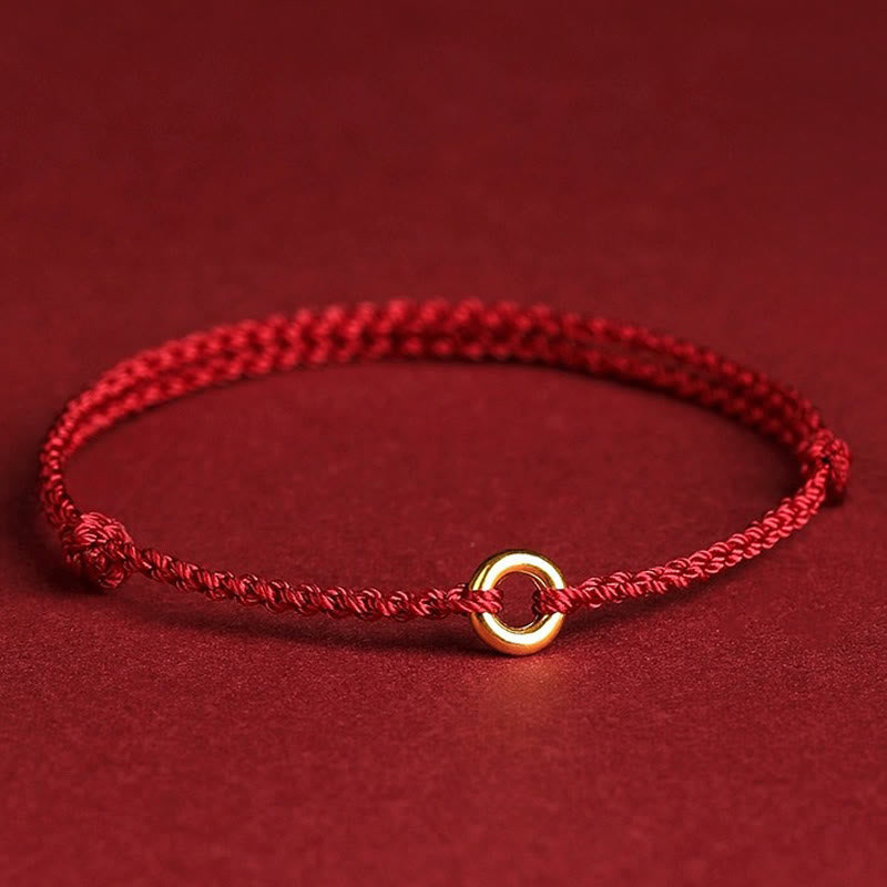 Bracelet de cheville ajustable en cordon tressé avec boucle de paix et Buddha Stones - Cheville rouge - image 5