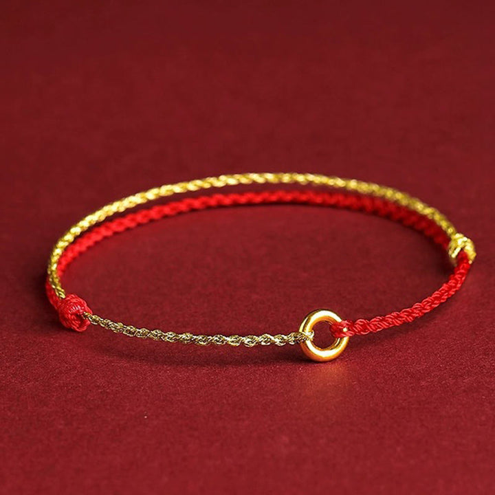 Bracelet de cheville ajustable en cordon tressé avec boucle de paix et Buddha Stones - Cheville jaune et rouge - image 10