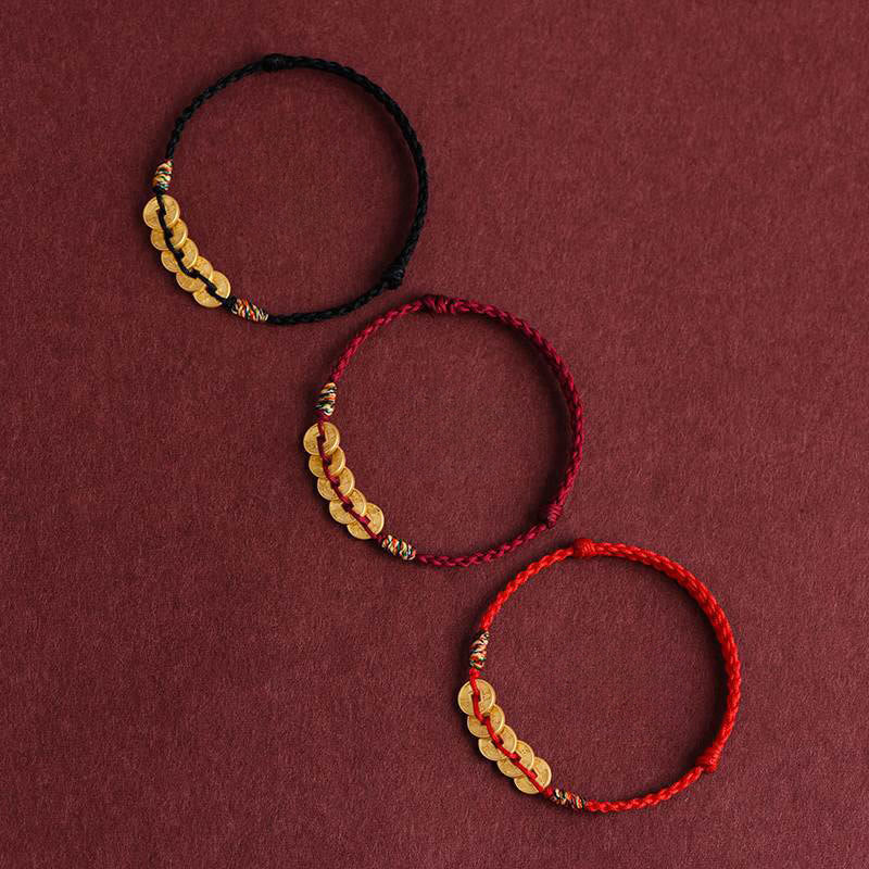 Bracelet de cheville de protection en corde tressée avec cinq pièces de cuivre et Buddha Stones - image 14