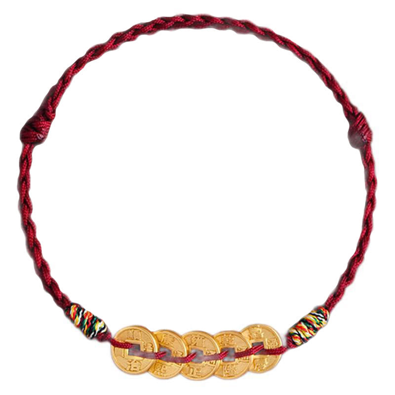 Bracelet de cheville de protection en corde tressée avec cinq pièces de cuivre et Buddha Stones - image 13