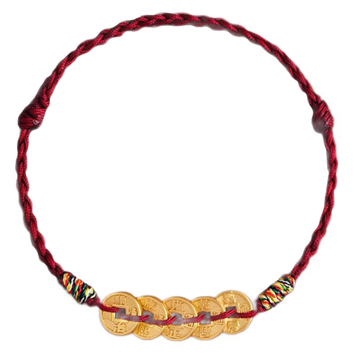 Bracelet de cheville de protection en corde tressée avec cinq pièces de cuivre et Buddha Stones - image 13