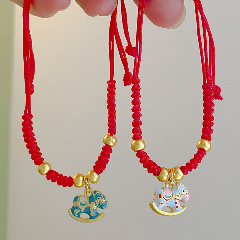 Bracelet ajustable en cuivre rouge avec Buddha Stones, petit bracelet porte-bonheur année du Cheval et cordon rouge. - image 4