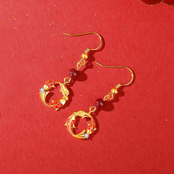 Buddha Stones Boucles d'oreilles de protection en argent sterling 925 plaqué or 18 carats, motif de carpe koï - Boucles d'oreilles en forme de carpe koï dorée - image 3