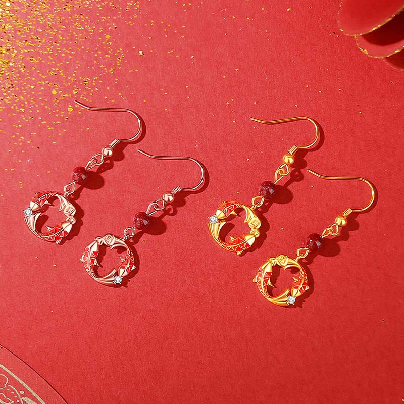 Buddha Stones Boucles d'oreilles de protection en argent sterling 925 plaqué or 18 carats, motif de carpe koï - image 4