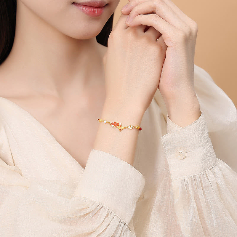 Bracelet de bénédiction en argent sterling 925 avec motif de carpe koï et cordon rouge, orné de Buddha Stones - image 2