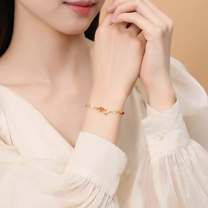 Bracelet de bénédiction en argent sterling 925 avec motif de carpe koï et cordon rouge, orné de Buddha Stones - image 2