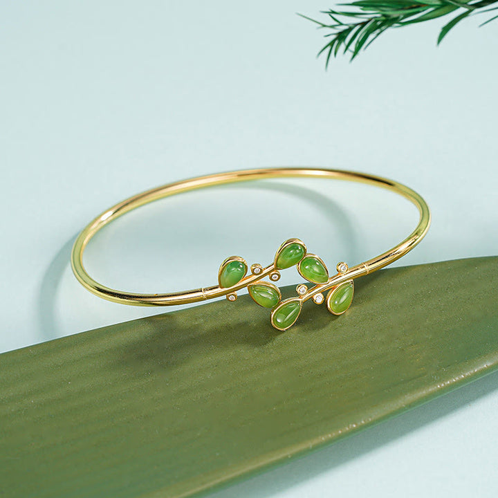 Collier de protection en jaspe vert, orné de feuilles et de pompons, avec Buddha Stones et argent sterling 925. - Bracelet en argent sterling 925 - image 8