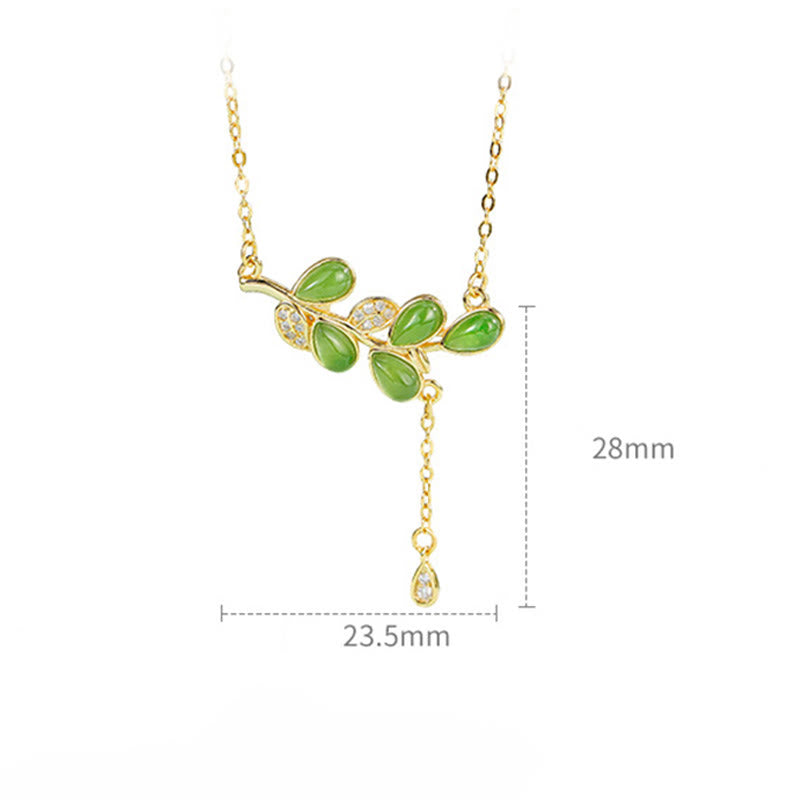 Collier de protection en jaspe vert, orné de feuilles et de pompons, avec Buddha Stones et argent sterling 925. - image 4