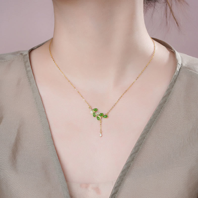 Collier de protection en jaspe vert, orné de feuilles et de pompons, avec Buddha Stones et argent sterling 925. - image 6
