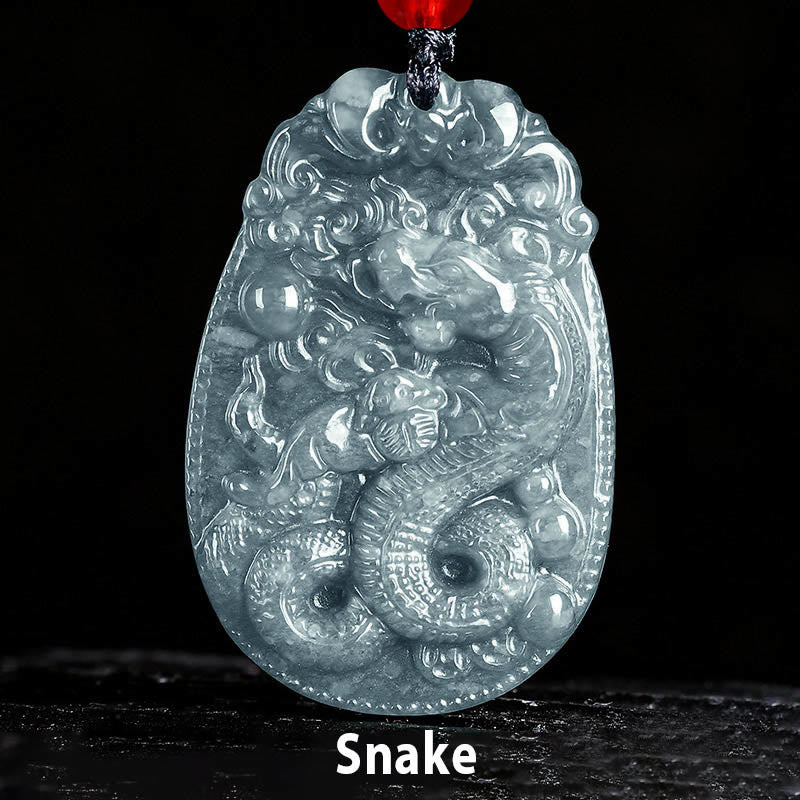 Collier pendentif en corde porte-bonheur en jade avec Buddha Stones et signe du zodiaque chinois, année du cheval - Serpent - image 15