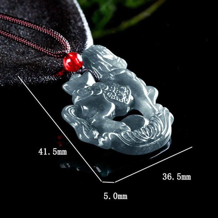 Collier pendentif en corde de jade de lingot de chance et de prospérité de l'année du cheval de Buddha Stones - image 9