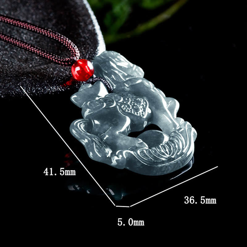 Collier pendentif en corde de jade de lingot de chance et de prospérité de l'année du cheval de Buddha Stones - image 9