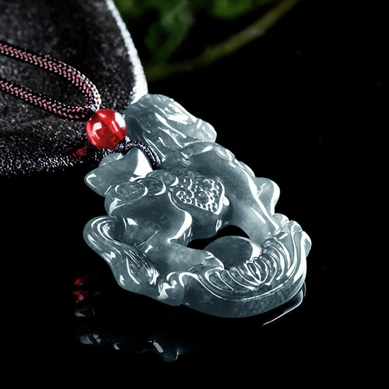 Collier pendentif en corde de jade de lingot de chance et de prospérité de l'année du cheval de Buddha Stones - image 3