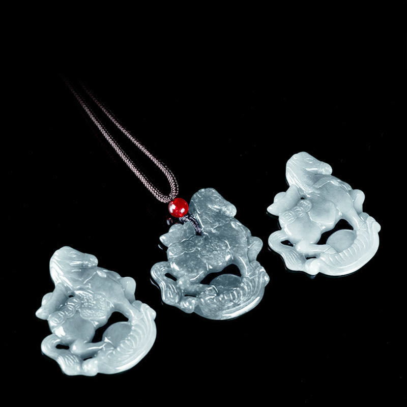 Collier pendentif en corde de jade de lingot de chance et de prospérité de l'année du cheval de Buddha Stones - image 11