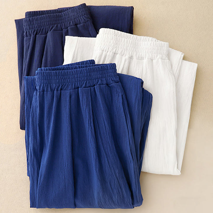 Pantalon harem femme Buddha Stones Commute, couleur unie, taille élastique, coton, longueur 7-8, avec poches - image 15