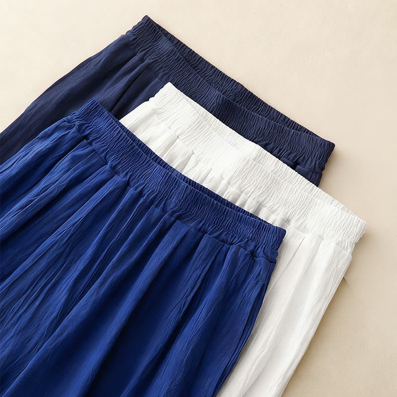 Pantalon harem femme Buddha Stones Commute, couleur unie, taille élastique, coton, longueur 7-8, avec poches - image 14